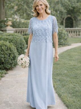 Vintage Cattiva Slate Blue Formal Gown Sz 16 Mother of the Bride Lace Dress